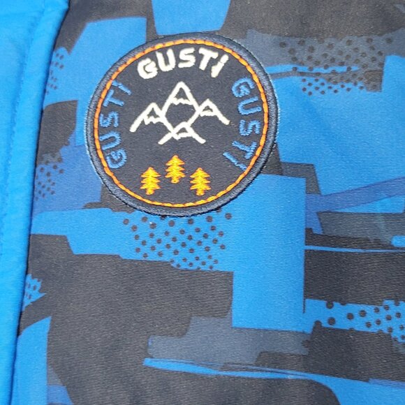 Gusti Kids Blue Zip-Up Hooded Adjustable Winter Jacket Set Black Snow Pants 18M - Picture 6 of 16